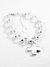 Pulsera cristal combinada con dije cruz del equilibrio acero plateado