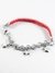 Pulsera combinada cuero rojo  cadena con dijes cruz acero plateado