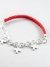 Pulsera combinada cuero rojo  cadena con dijes cruz acero plateado