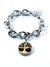 Pulsera con dije arbol de la vida en dorado con fondo negro acero