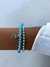 Pulsera Doble Bolitas Cristal Celeste y Dije 2 - Maruki 