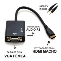Cabo Adaptador Conversor Hdmi P/ Vga com Audio PC LT-283 - Mc Informatica