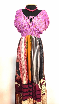 vestido seda indiana longo ciganinha - comprar online
