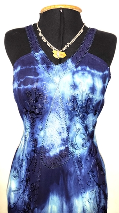 vestido indiano longo tiedye azul edição especial na internet