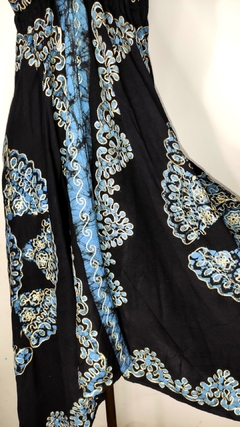 vestido indiano batik longo frente única azul - Bela Índia Artigos Indianos