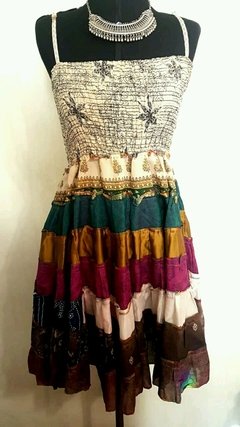 Vestido/saia seda indiana curta rodas coloridas - comprar online
