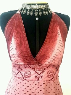 Vestido seda indiana longo rosa bebe - comprar online