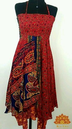 Vestido/saia seda indiana curto vermelho - comprar online