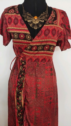 Vestido seda indiana transpassado - comprar online