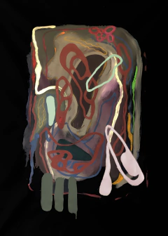 104 x 76 cm, Mixta sobre tela negra