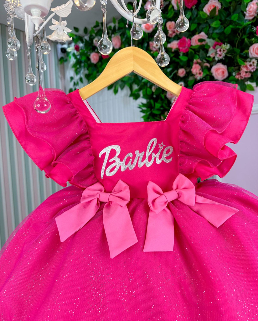 Vestido Infantil Pink Festa Princesas Barbie Realeza Festa