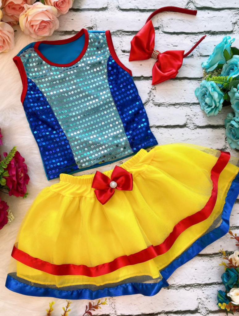 Vestido Fantasia Infantil Moana Princesa Colar Coroa Luva