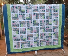 Colcha artesanal em patchwork - Primavera