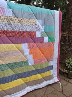 Colcha em patchwork modelo Jelly Roll Race, tamanho queen, pronta entrega. 3