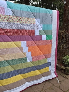 Colcha em patchwork artesanal - Jelly Roll Race PRETO-CINZA-BRANCO - sob encomenda na internet