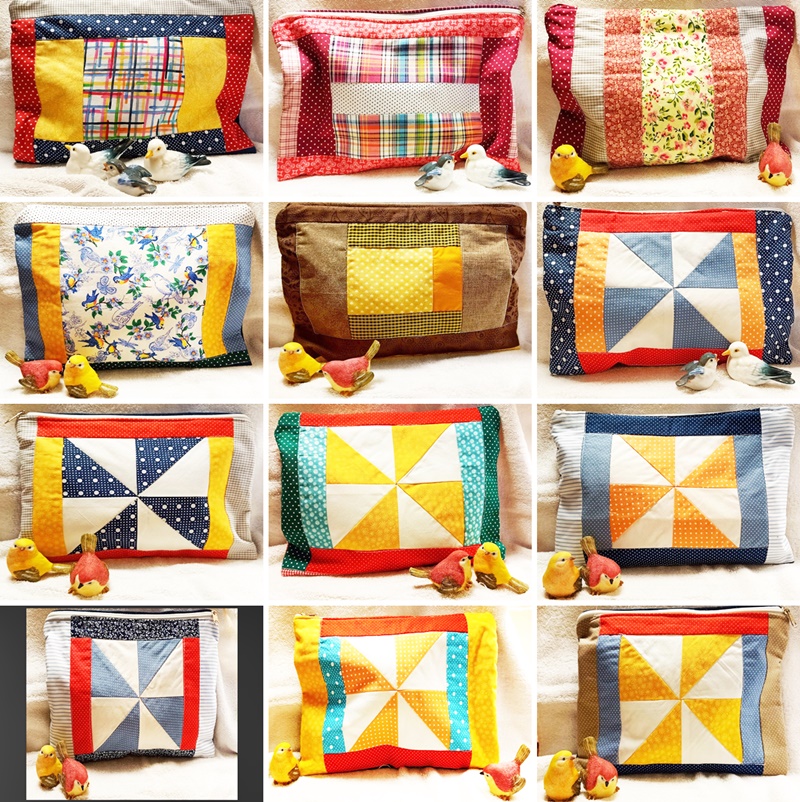 Necessaires em patchwork, tamanho 30x20cm, tecidos 100% algodão. Coloridas, alegres. Despachamos para todo Brasil! Já reservou a sua?