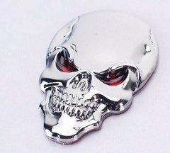 2 Adesivos Carro Moto Caveira Crânio Metal 3d Cromado