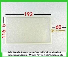 Tela Touch Screen 8 Central Multimídia Aikon/caska/m1/etc