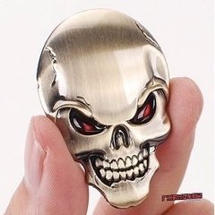 Adesivo Caveira Crânio Carro Moto 3d Metal Top Linha Bronze