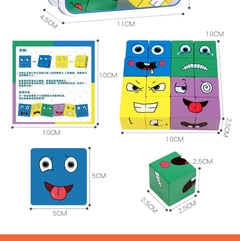 Quebra-cabeças infantil blocos de expressão madeira, montessori educativo, mudança de face, combinação com pensamento, jogos de lógica, geométrico - TUDO PRA MULTIMIDIA