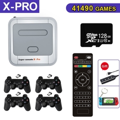 Console super retro x pro 4k hd da tevê de wifi consolas de jogos de vídeo para ps1/psp/n64/dc com 50000 + jogos com controladores sem fio de 2.4g - loja online