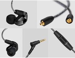 Moxpad-fone de ouvido intra-auricular profissional x9 pro, com microfone, driver dinâmico duplo, super grave, para celular, mp3 player, cabo de substituição