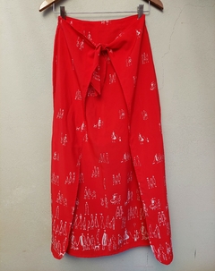 Pollera larga roja estampada - comprar online