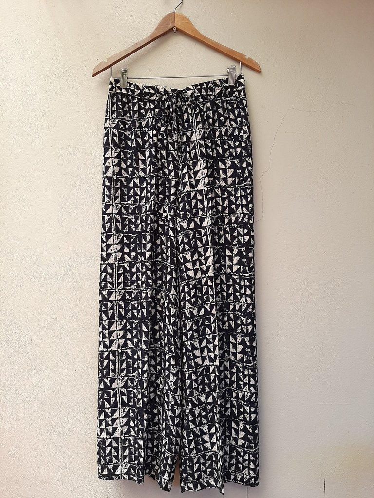 Pantalón de fibrana negro y blanco - Talle M