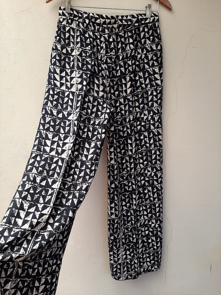 Pantalón de fibrana negro y blanco - Talle M