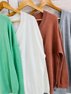 Cardigan saco hilo dama liso oversize (T. Aprox: L/XL) - comprar online