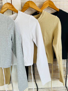 Remera corta algodón mangas largas para atar (T. Aprox: M)