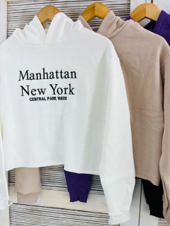Buzo corto con capucha algodón y friza Manhattan (T. Aprox: M) - comprar online
