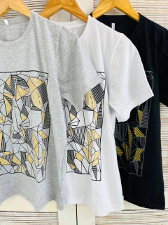 Remera formas geométricas mangas cortas (T. Aprox: M/L) - comprar online