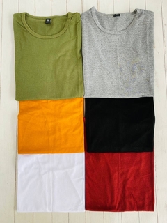 Remera mangas cortas lisa cuello redondo adulto