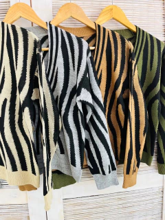 Saco cardigan lana estampa cebra (T. Aprox: M/L)