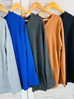Sweater remerón dama lanilla cuello V (T. Aprox XL/XXL) - comprar online