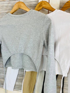 Remera corta algodón mangas largas para atar (T. Aprox: M) - comprar online