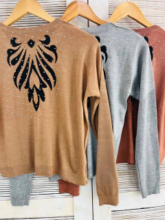 Sweater hilo dama con detalle en espalda (T. Aprox: M/L)