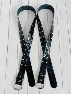 Cinto dama charol con doble tachas - comprar online
