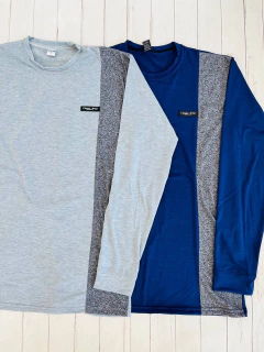 Remera adulto MANGAS LARGAS modal con franja combinada