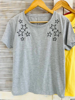 Remera estrella bordada algodón (T. Aprox: L/XL) - comprar online