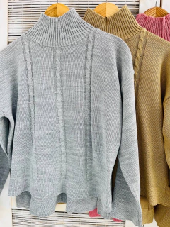 Sweater polera acrílico con tres trenzas (T. Aprox: L/XL) - comprar online