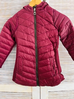 Campera niña inflable canelón cruzado con capucha SIN PIEL - Avellaneda Mayorista Rosario