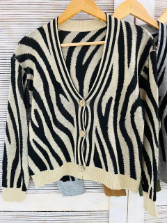 Saco cardigan lana estampa cebra (T. Aprox: M/L) - comprar online