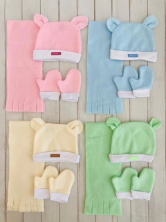 Set bebé polar de 6 a 36 meses (manopla, bufanda y gorrito)