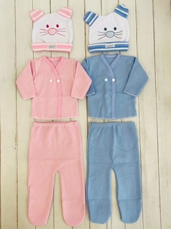 Conjunto bebé 3 piezas algodón gatito (presentación en caja) - comprar online