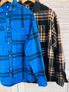 Camisaco frizado a cuadros dama (T. Aprox: L/XL) - Avellaneda Mayorista Rosario