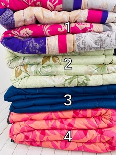 Acolchado 1 plaza doble faz reversible
