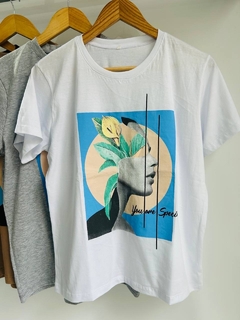Remera algodón hoja y cara (T. Aprox L) - comprar online