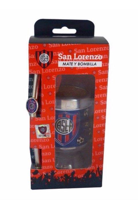 MATE C/ BOMBILLA EN CAJA SAN LORENZO